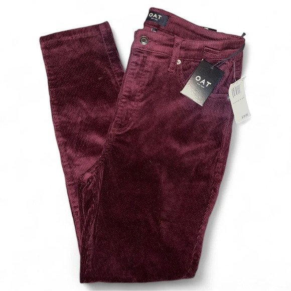 OAT NYC Corduroy Pant Women’s 30 High Rise Burgundy Skinny Leg Pant - Picture 1 of 14